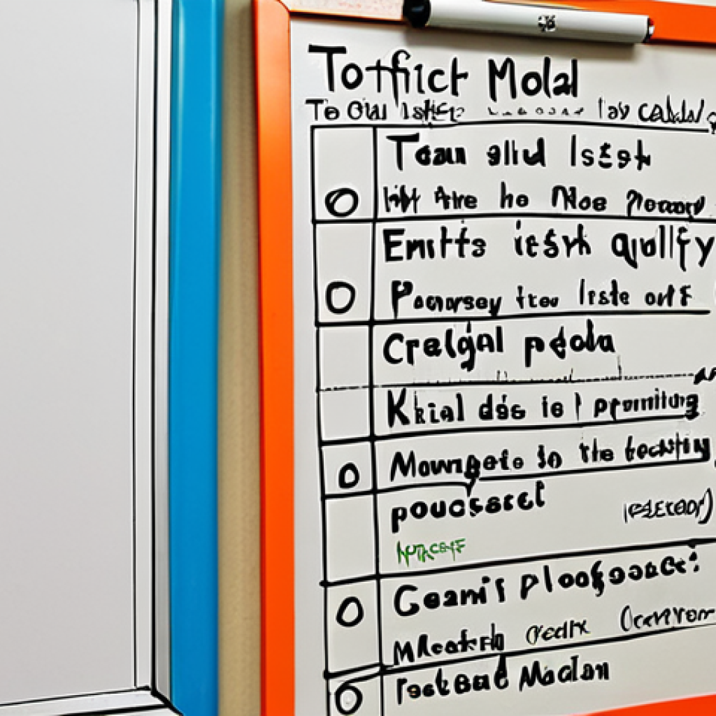 **

A well-organized "to-do list" displayed on a whiteboard in a vibrant, modern office. Bengali script should be visible on the list, along with recognizable tasks like "Event Planning," "Team Meeting," and "Social Media Marketing." The atmosphere should be productive and efficient.

**