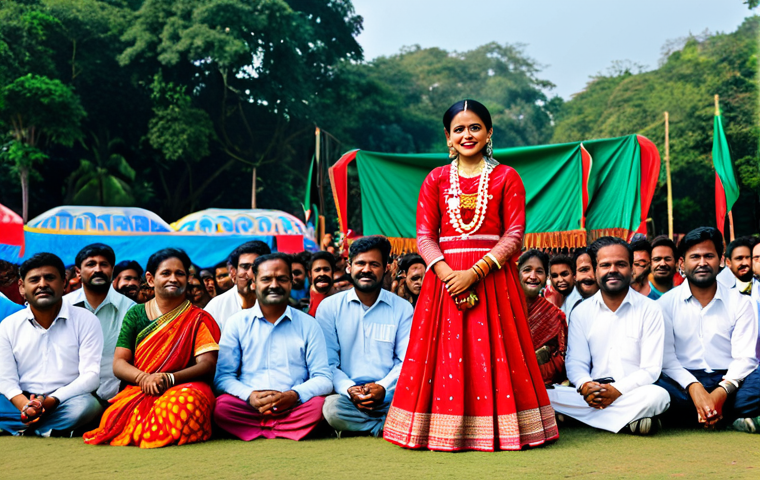 레크리에이션 지도자와 지역 축제 참여 - **Image Prompt:** A vibrant recreation leader, fully clothed in professional attire, orchestrating a...