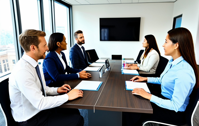 레크리에이션 지도자 시간 관리 기술 - 이미지 1:** A professional businesswoman in a modest business suit, sitting at a desk in a modern offic...
