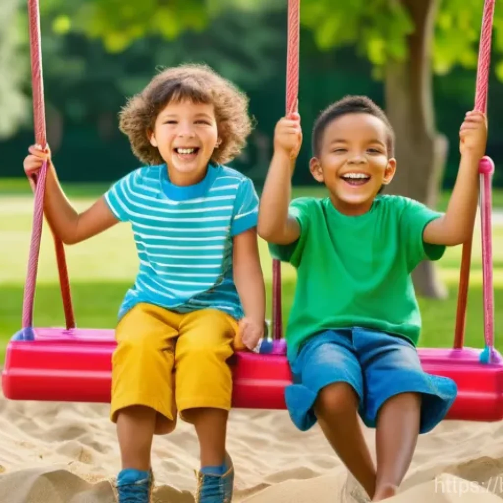 레크리에이션 실습 보고서 작성법 - **Prompt: Joyful Children's Park Playtime**
    A vibrant, wide-angle shot of a diverse group of chi...