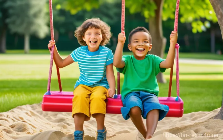 레크리에이션 실습 보고서 작성법 - **Prompt: Joyful Children's Park Playtime**
    A vibrant, wide-angle shot of a diverse group of chi...