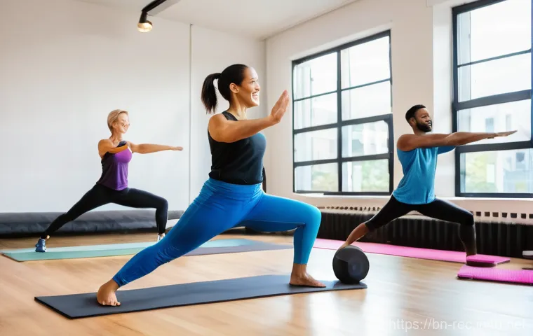 레크리에이션 지도자 직무 수행 가이드 - **Prompt Title: Virtual Fitness and Connection**
**Image Prompt:** A diverse group of individual...