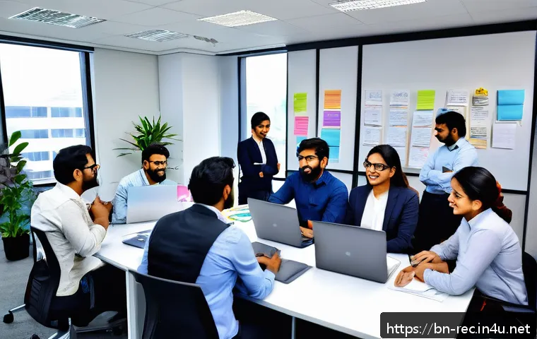 레크리에이션 지도자와 업무 혁신 - A diverse team of Bengali professionals in a modern office setting, engaged in a lively brainstormin...